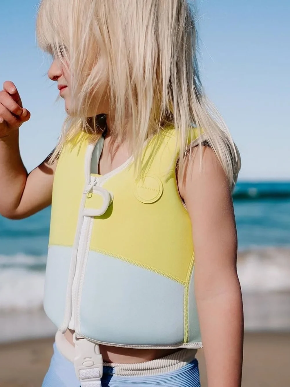 Kids Swim Safety Vest - Neon Yellow & Light Blue (2-3T)
